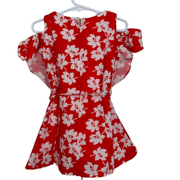 Peppermint Floral Ruffle Sleeve Dress size 2-3 YRS 50cm Red White - Picture 4 of 9